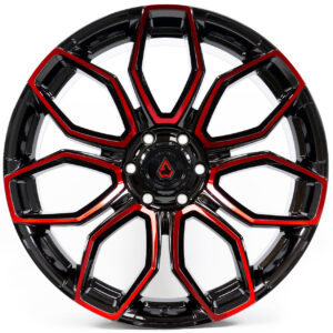 Arena A116 Cobra Wheel 22x10 5x127 Gloss Black Machined w/ Red Tint 15mm (Set of 4)